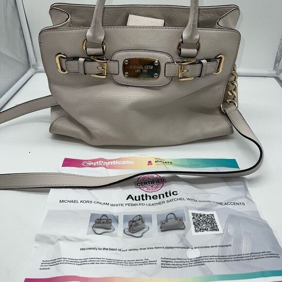 Michael Kors Hamilton Tote, Ivory Pebbled Leather - Picture 1 of 16